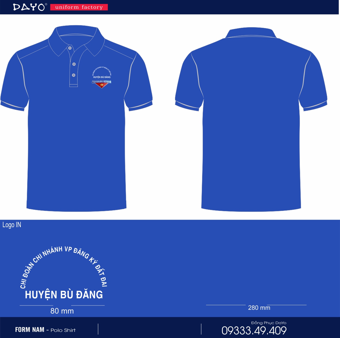 Áo chi đoàn chi nhánh văn phòng đăng ký đất đai huyện Bù Đăng