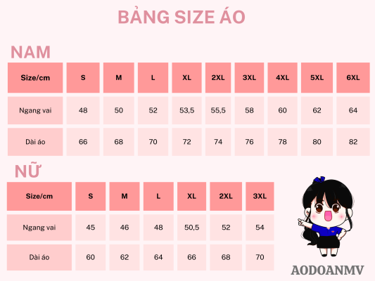 bảng size áo thun đoàn