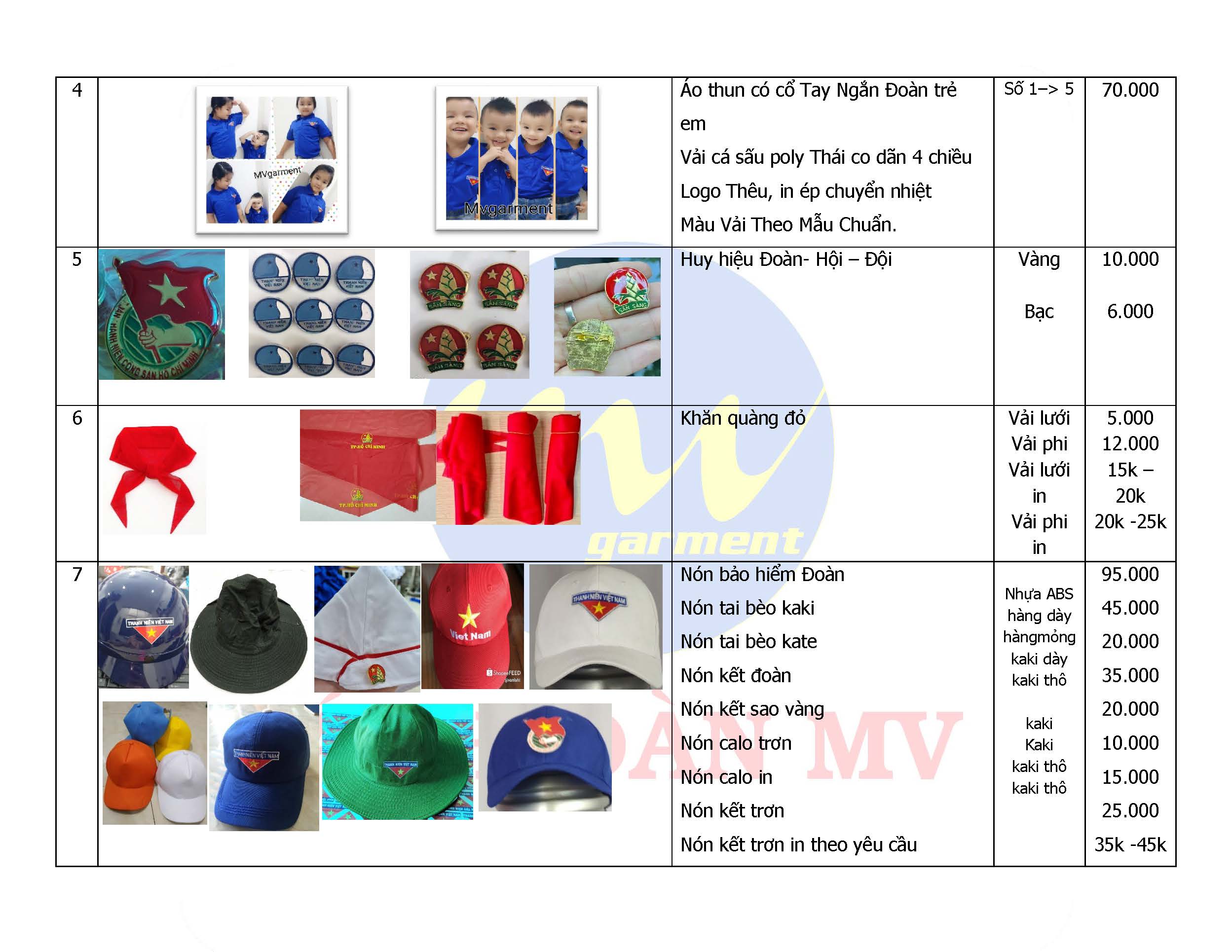 Bảng giá áo đoàn thanh niên - trang 2 Bảng giá áo đoàn thanh niên - trang 2