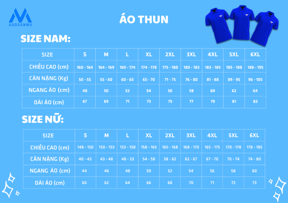 bảng size áo thun-aodoanmv