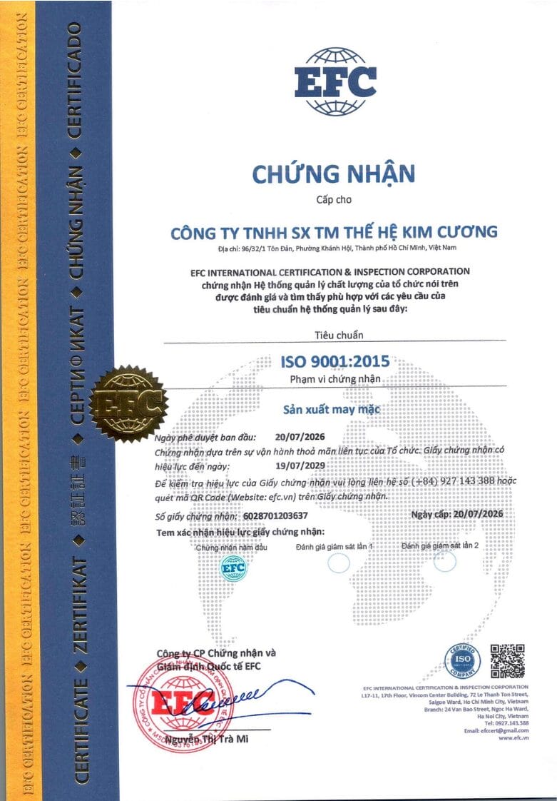 chứng nhận iso 9001-2015 aodoanmv